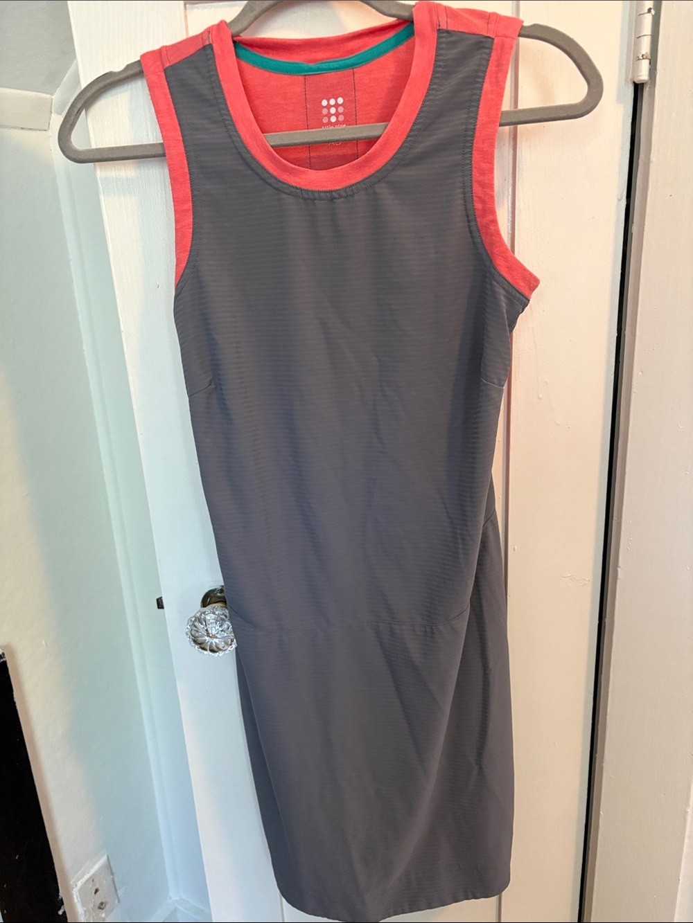 Title Nine Gray Sleeveless Dress with Coral Trim